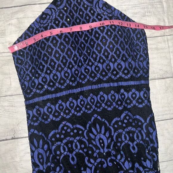 Madison James Black Navy Lace Mermaid Prom Dress Halter neck Tulle Skirt sz 8 - Picture 7 of 12